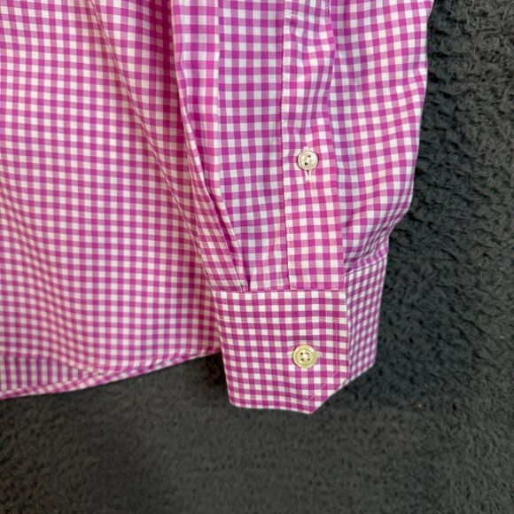 Eton Shirt Mens 15.5 Pink Check Contemporary Fit Dress Shirt Spread Collar - Picture 5 of 12